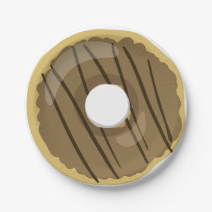Doughnut Paper Plates Brown Chocolate Doughnut