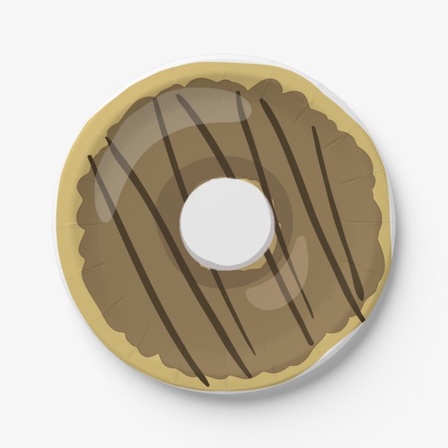 Doughnut Paper Plates Brown Chocolate Doughnut Par (Front)