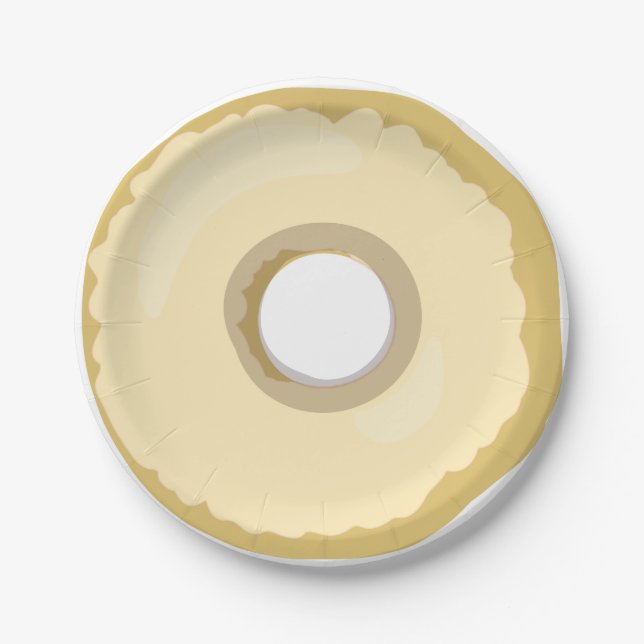 Doughnut Paper Plates Yellow Cream Doughnut Party (Front)
