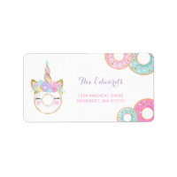 Doughnut Party Address Labels Doughnut & Unicorn