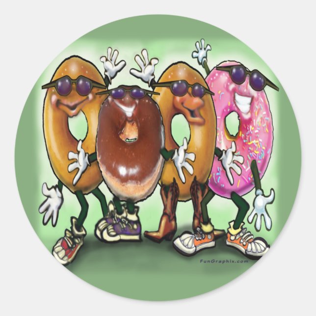Doughnut Party Classic Round Sticker (Front)