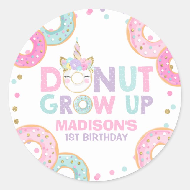 Doughnut Party Favour Tag Sticker Seal Doughnut Gr (Front)