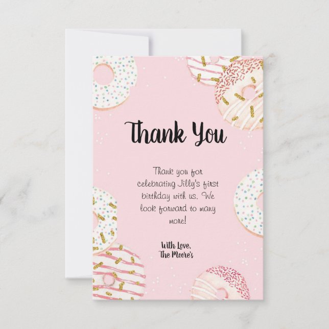 Doughnut Party Thank You Cards (Front)