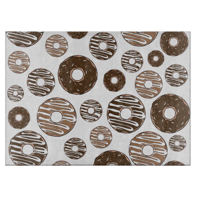 Doughnut Pattern, Chocolate Doughnuts, Caramel Dou Cutting Board (Front)