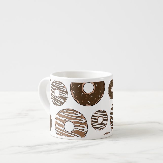 Doughnut Pattern, Chocolate Doughnuts, Caramel Dou Espresso Cup (Front Left)