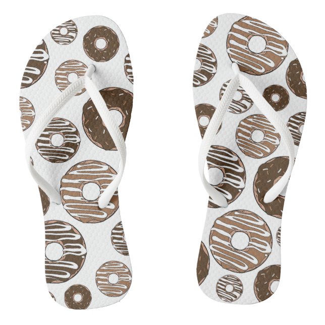 Doughnut Pattern, Chocolate Doughnuts, Caramel Dou Jandals (Footbed)