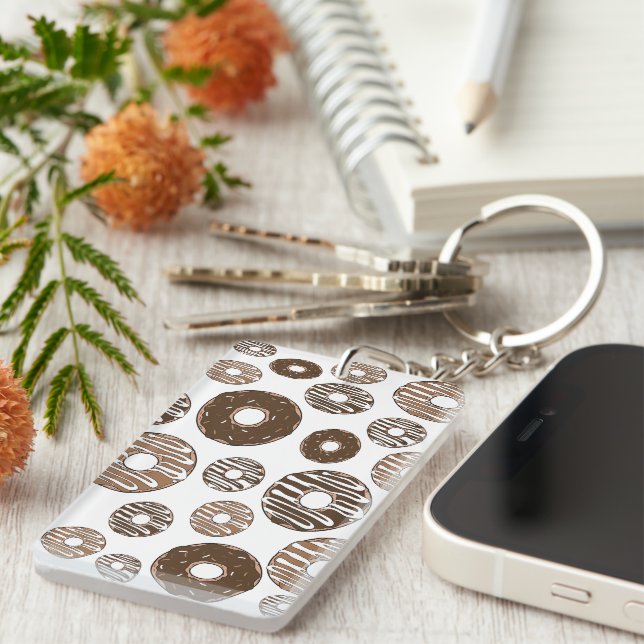 Doughnut Pattern, Chocolate Doughnuts, Caramel Dou Key Ring (Front Right)