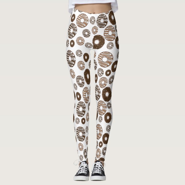 Doughnut Pattern, Chocolate Doughnuts, Caramel Dou Leggings (Front)