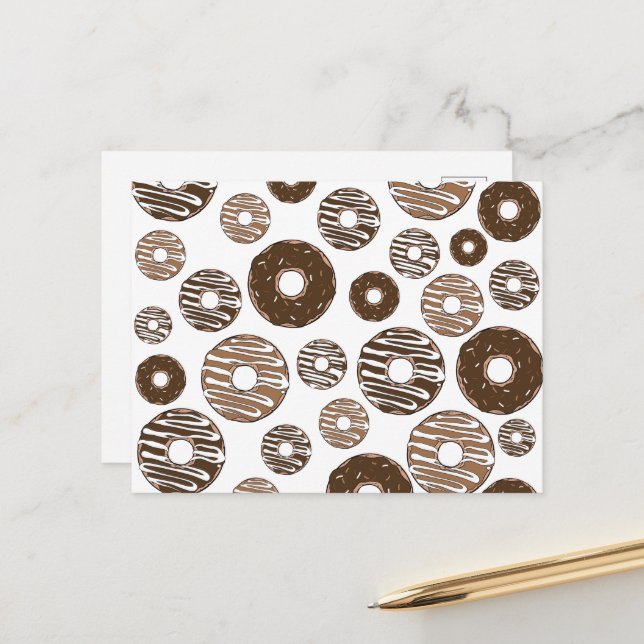 Doughnut Pattern, Chocolate Doughnuts, Caramel Dou Postcard (Front/Back In Situ)