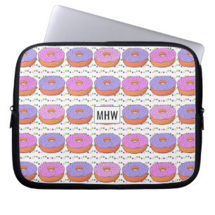 Doughnut Pattern custom monogram laptop sleeves