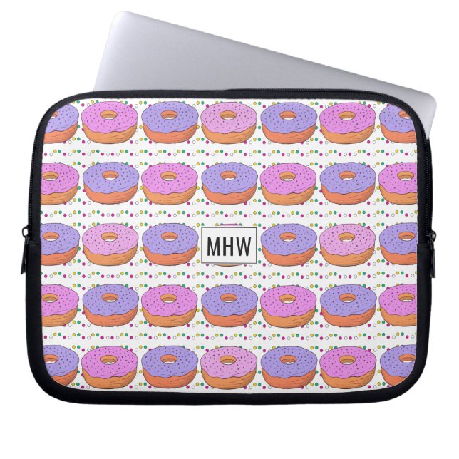 Doughnut Pattern custom monogram laptop sleeves (Front)