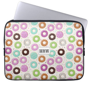 Doughnut Pattern custom monogram laptop sleeves