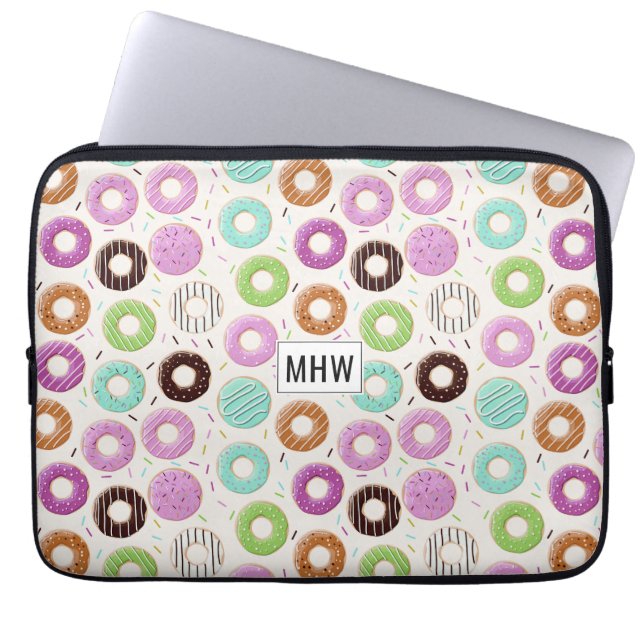 Doughnut Pattern custom monogram laptop sleeves (Front)