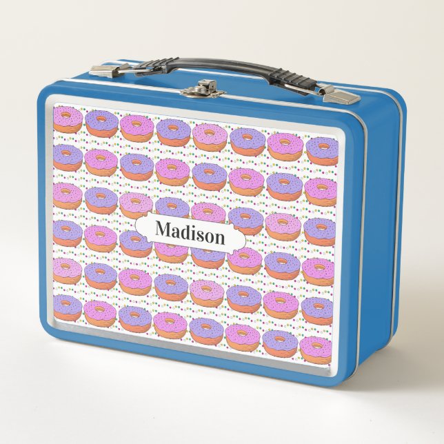 Doughnut Pattern custom name lunch boxes (Front)
