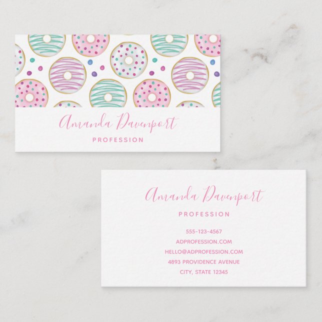 Doughnut Pattern Cute Colourful Business Card (Front/Back)