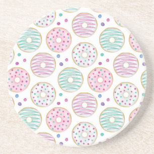 Doughnut Pattern Cute Colourful Coaster
