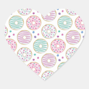Doughnut Pattern Cute Colourful Heart Sticker