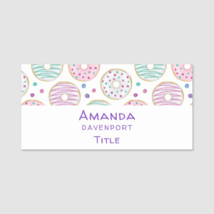 Doughnut Pattern Cute Colourful Name Tag