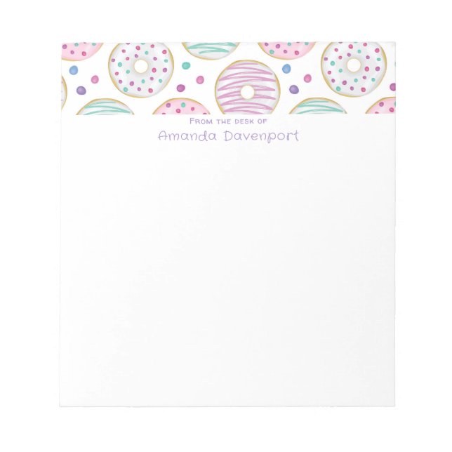 Doughnut Pattern Cute Colourful Notepad (Front)