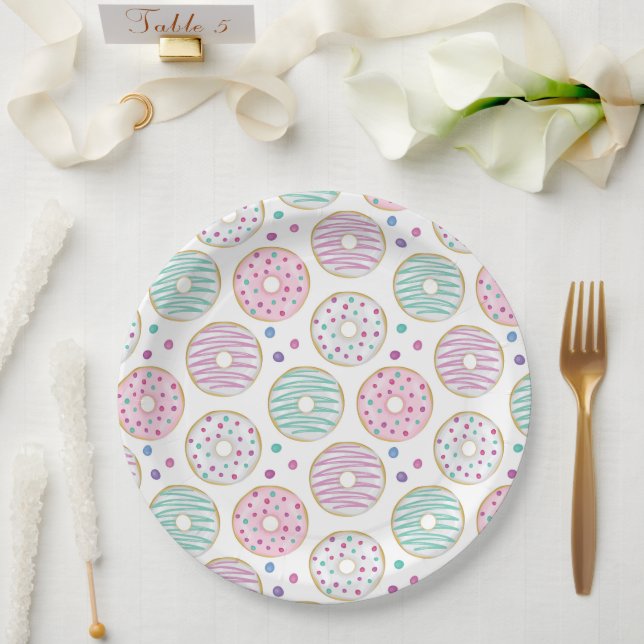 Doughnut Pattern Cute Colourful Paper Plate (Wedding)