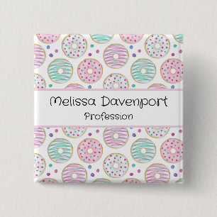 Doughnut Pattern Cute Colourful Profession 15 Cm Square Badge