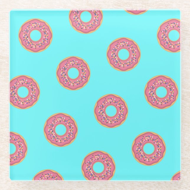Doughnut Pattern I Glass Coaster (Front)