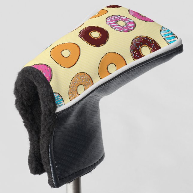 Doughnut Pattern on Yellow Golf Head Cover (3/4 Front)
