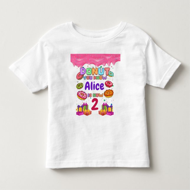 Doughnut Personalised Colour Sprinkle Birthday Par Toddler T-Shirt (Front)