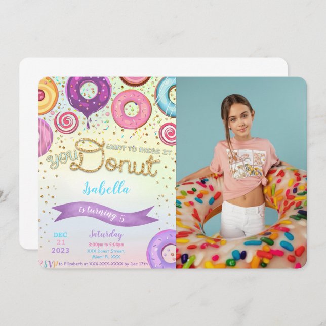 Doughnut Photo Invitation (Front/Back)