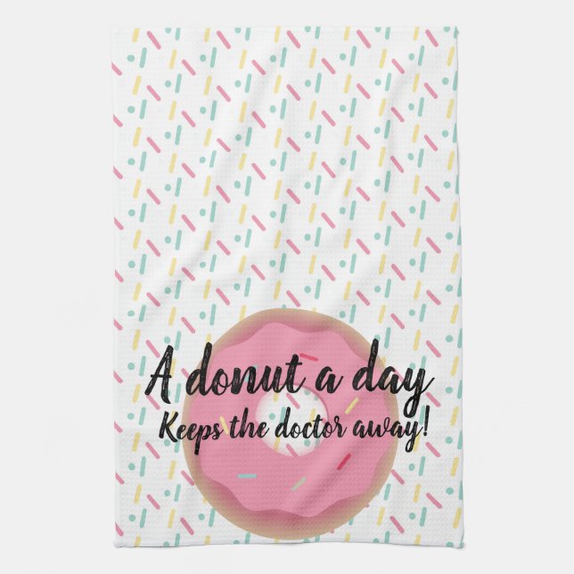 Doughnut Physician Funny Gift Tea Towel (Vertical)