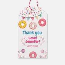Doughnut pink Birthday Thanks a Gift Tags
