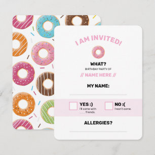 doughnut pink editable RSVP card
