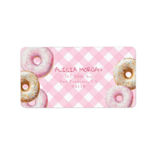Doughnut   Pink Gingham Return Address Label