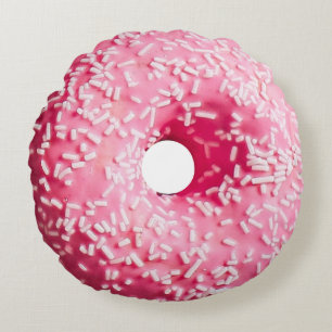 Doughnut Pink White Sprinkled Round Cushion