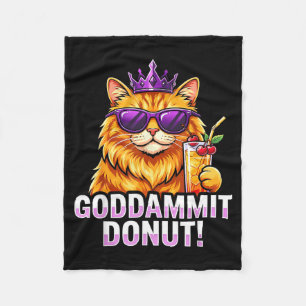 Doughnut Princess Cat Meme Kawaii Funny Cartoon St Fleece Blanket