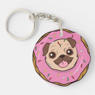Doughnut Pug Key Ring