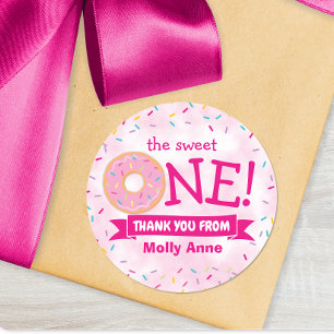 Doughnut Rainbow Sprinkles 1st Birthday Thank You Classic Round Sticker