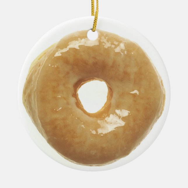 Doughnut Raised Glazed Ceramic Tree Decoration (Front)