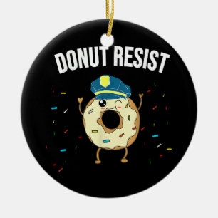 Doughnut Resist Meme Funny Police Officer Support  Ceramic Tree Decoration