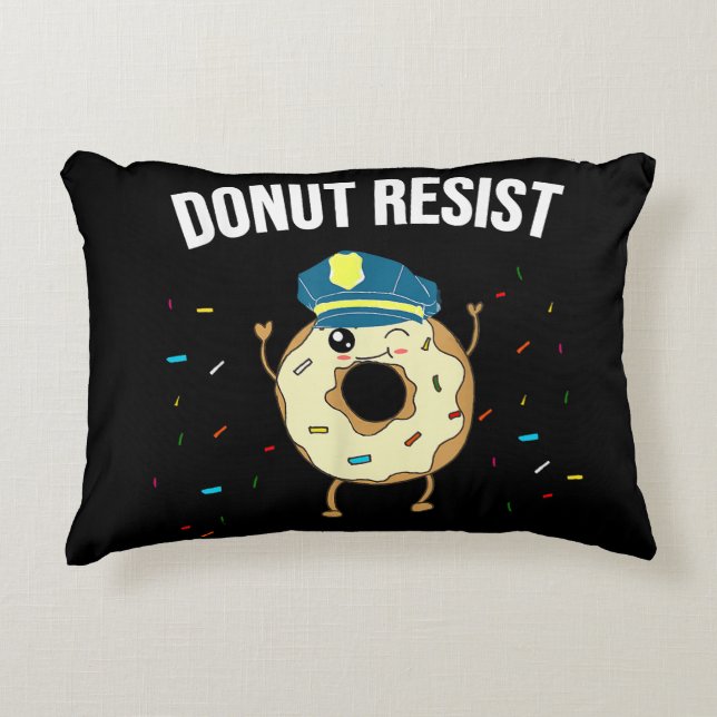 Doughnut Resist Meme Funny Police Officer Support  Decorative Cushion (Front)