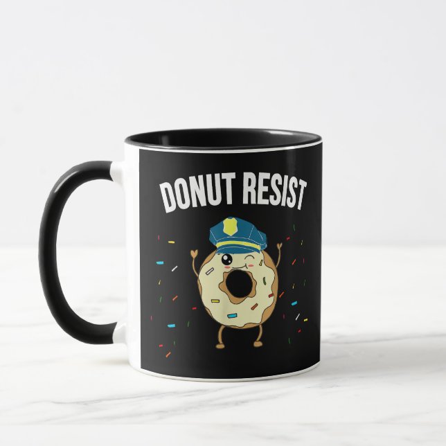 Doughnut Resist Meme Funny Police Officer Support  Mug (Left)