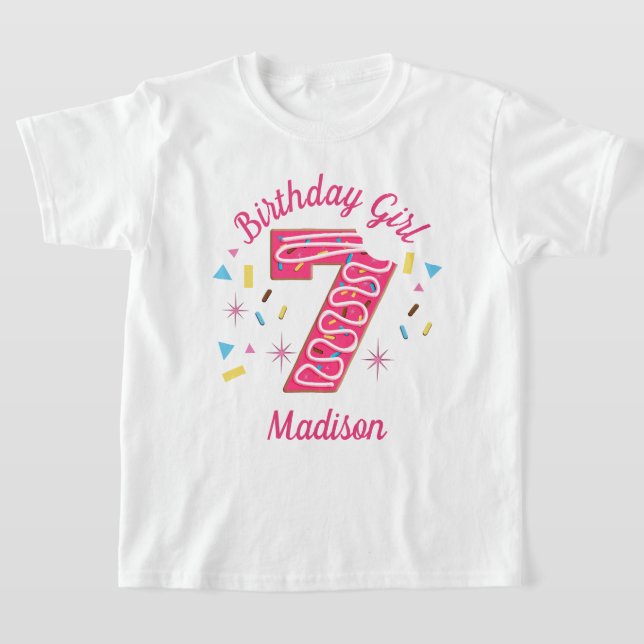 Doughnut Seventh birthday toddler tshirts (Laydown)