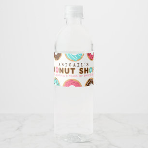 Doughnut Shop Birthday Party Water Bottle Label