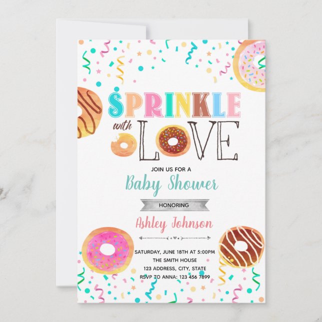 Doughnut sprinkle with love invitation (Front)