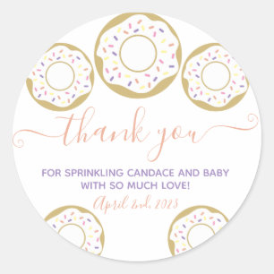 Doughnut Sprinkled With Love Baby Sprinkle Thank Y Classic Round Sticker