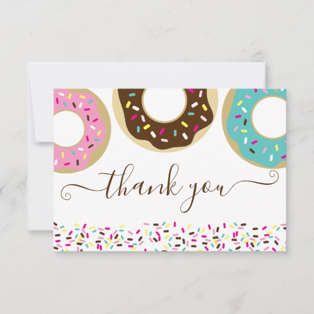 Doughnut Sprinkled With Love Baby Sprinkle Thank Y Thank You Card (Front)