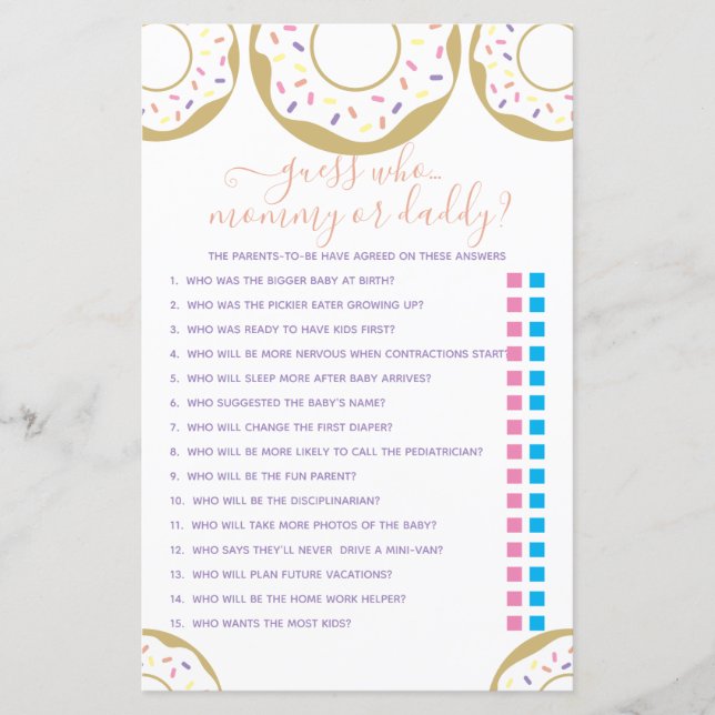 Doughnut Sprinkled With Love Guess Who? Game (Front)