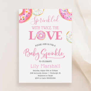 Doughnut Sprinkled with Twice the Love Twin Baby Invitation