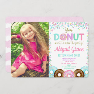 Doughnut sprinkles birthday party photo invitation