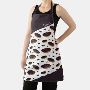 Doughnut Sprinkles Brown White Smiling Food Patter Apron